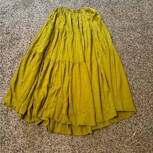 Cactus Flower Brand, Maxi Lime Green, floor length skirt, XL, Elastic Waist
